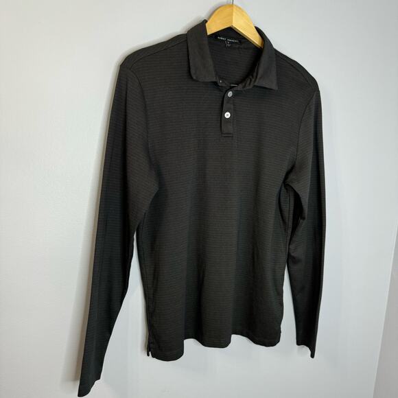Robert Barakett Long Sleeve Polo Shirt Lightweight Performance Brown Men's M - Picture 3 of 9